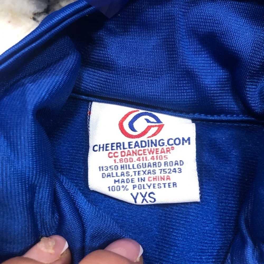 Blue Cheerleading Uniform with Pom Poms size medium youth